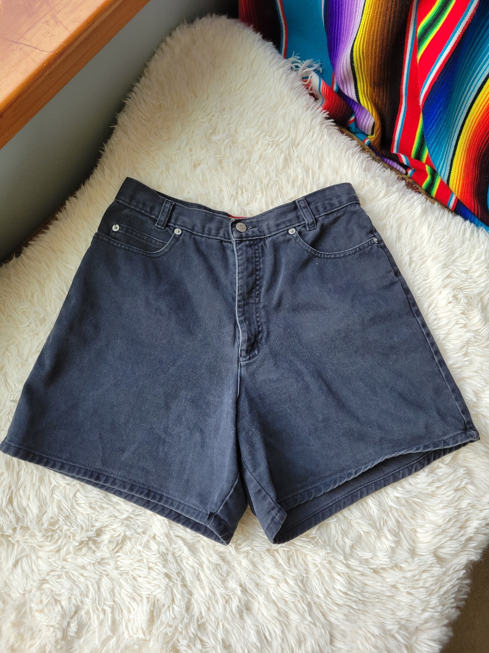 High-Waist Women's Black Denim Shorts